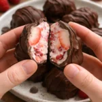 Chocolate Strawberry Yogurt Clusters with fresh strawberries and chocolate drizzle