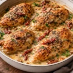 Crock Pot Marry Me Chicken garnished with herbs, served in a bowl