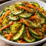 Fresh Cucumber Carrot Salad with dressing in a bowl
