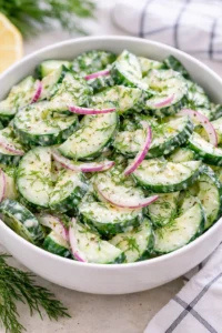 Fresh Cucumber Dill Salad with creamy dressing and herbs