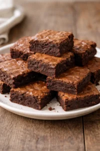 Deliciously fudgy brownies made from an easy brownie recipe.