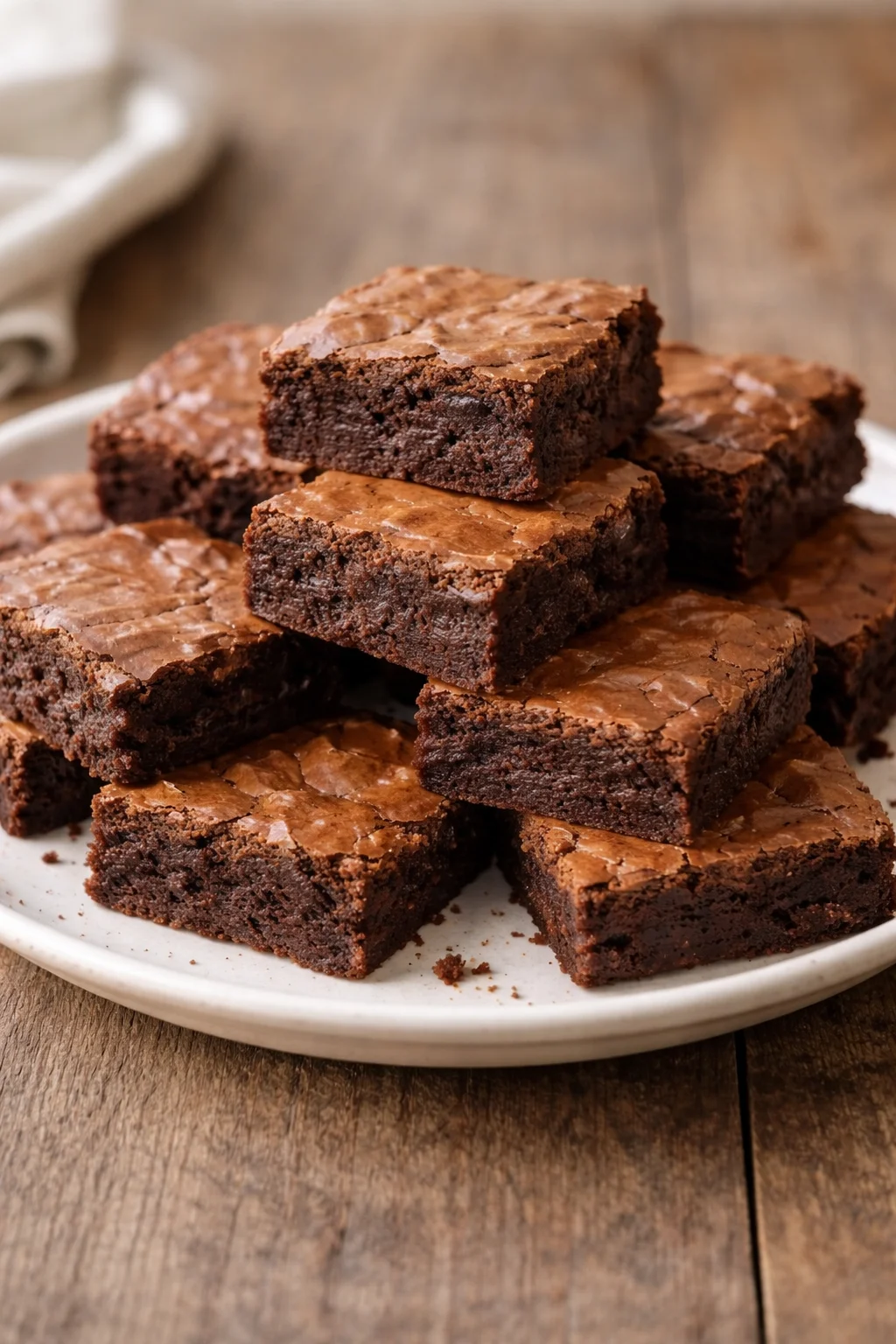 Deliciously fudgy brownies made from an easy brownie recipe.