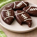 Fudgy football brownies decorated for game day celebrations