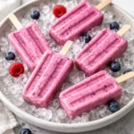 Delicious Greek yogurt popsicles served on a wooden stick