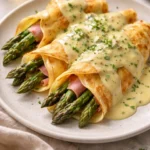 Delicious Ham and Asparagus Crepes served with fresh ingredients