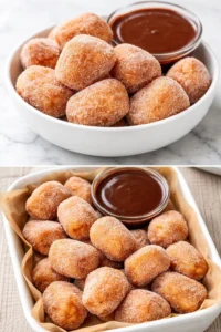 Delicious healthy air fryer churro bites served on a plate