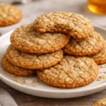 Freshly baked honey oatmeal cookies arranged on a plate