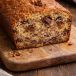Incredibly moist and easy banana bread freshly baked with ripe bananas.