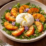 Peach Burrata Salad with fresh peaches and creamy cheese