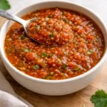 Quick homemade canned tomato salsa recipe with fresh ingredients.