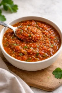 Quick homemade canned tomato salsa recipe with fresh ingredients.