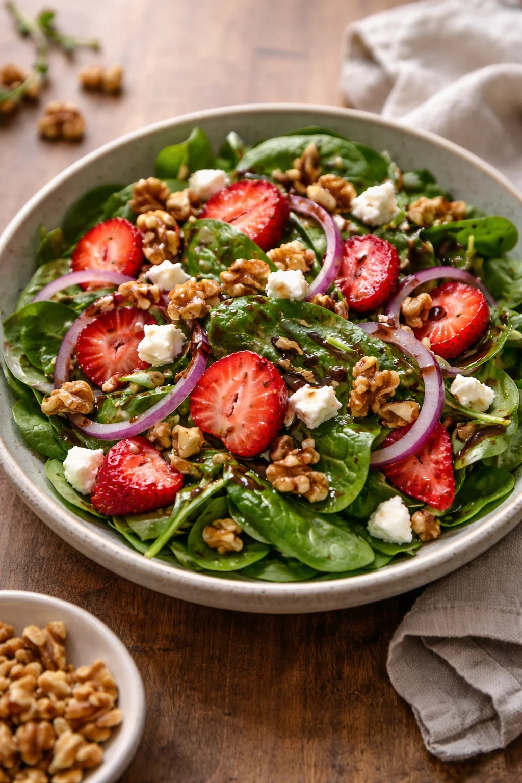Fresh Spring Mix Salad with Balsamic Honey Dressing served in a bowl.