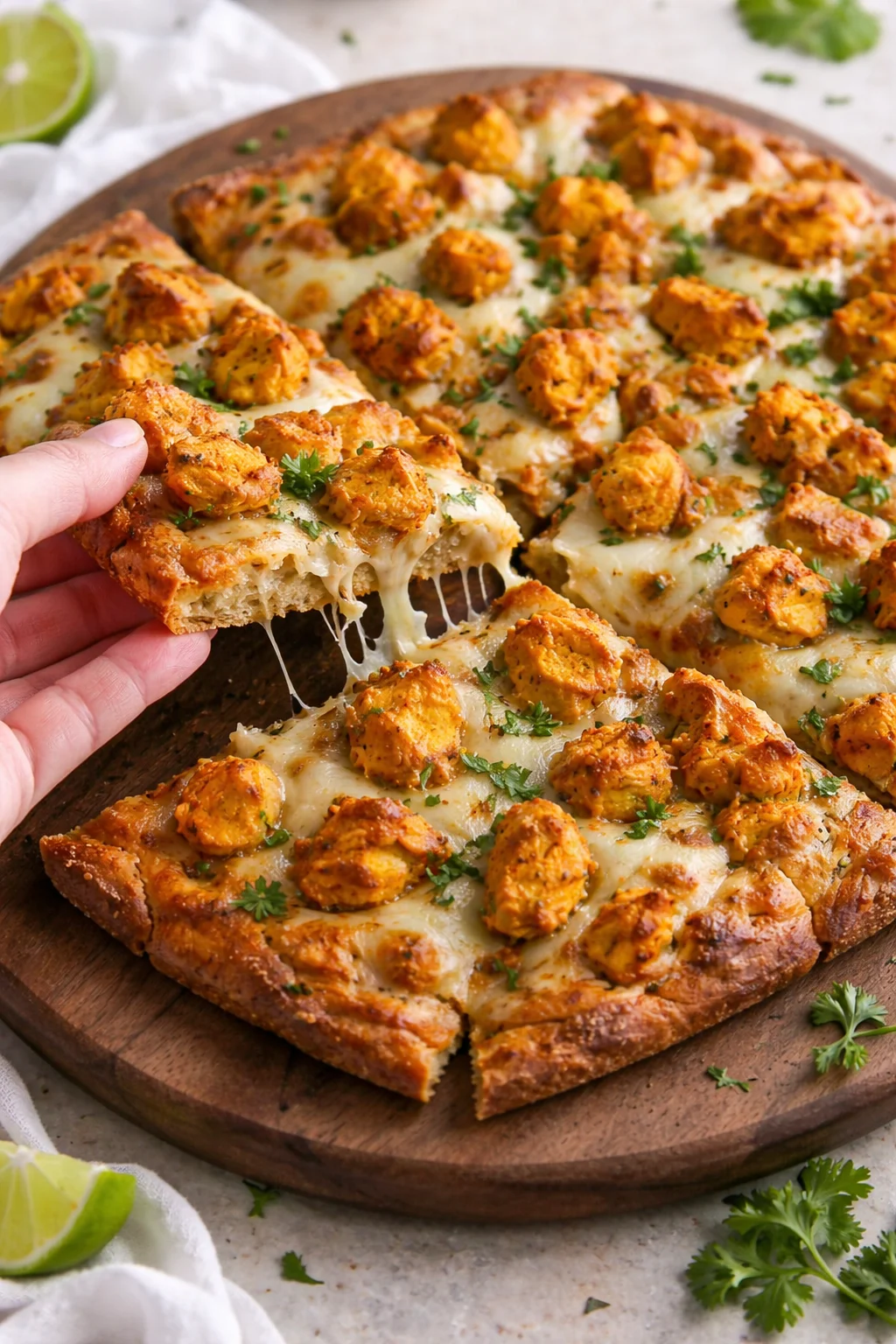Tandoori Chicken Garlic Bread, a flavorful fusion dish combining spices and garlic.