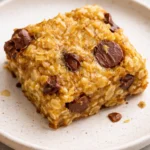 Delicious homemade 4-Ingredient Banana Bars on a wooden table