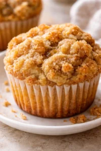 Delicious banana brown sugar crumb muffins fresh out of the oven
