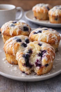 Delicious blueberry cream cheese muffins fresh out of the oven