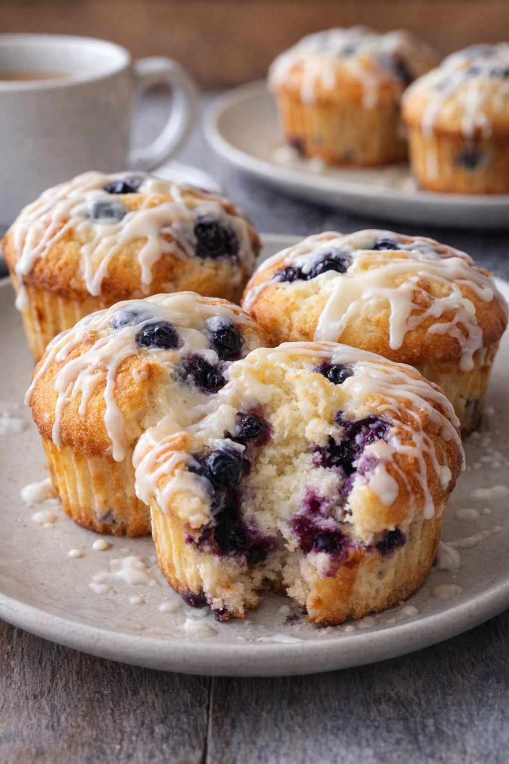 Delicious blueberry cream cheese muffins fresh out of the oven