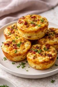 Cheesy muffin tin cottage cheese egg bites ready to serve