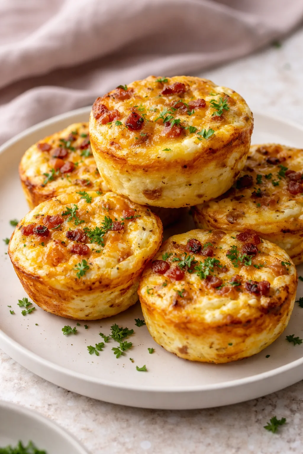 Cheesy muffin tin cottage cheese egg bites ready to serve