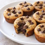 Flourless peanut butter banana muffins fresh out of the oven