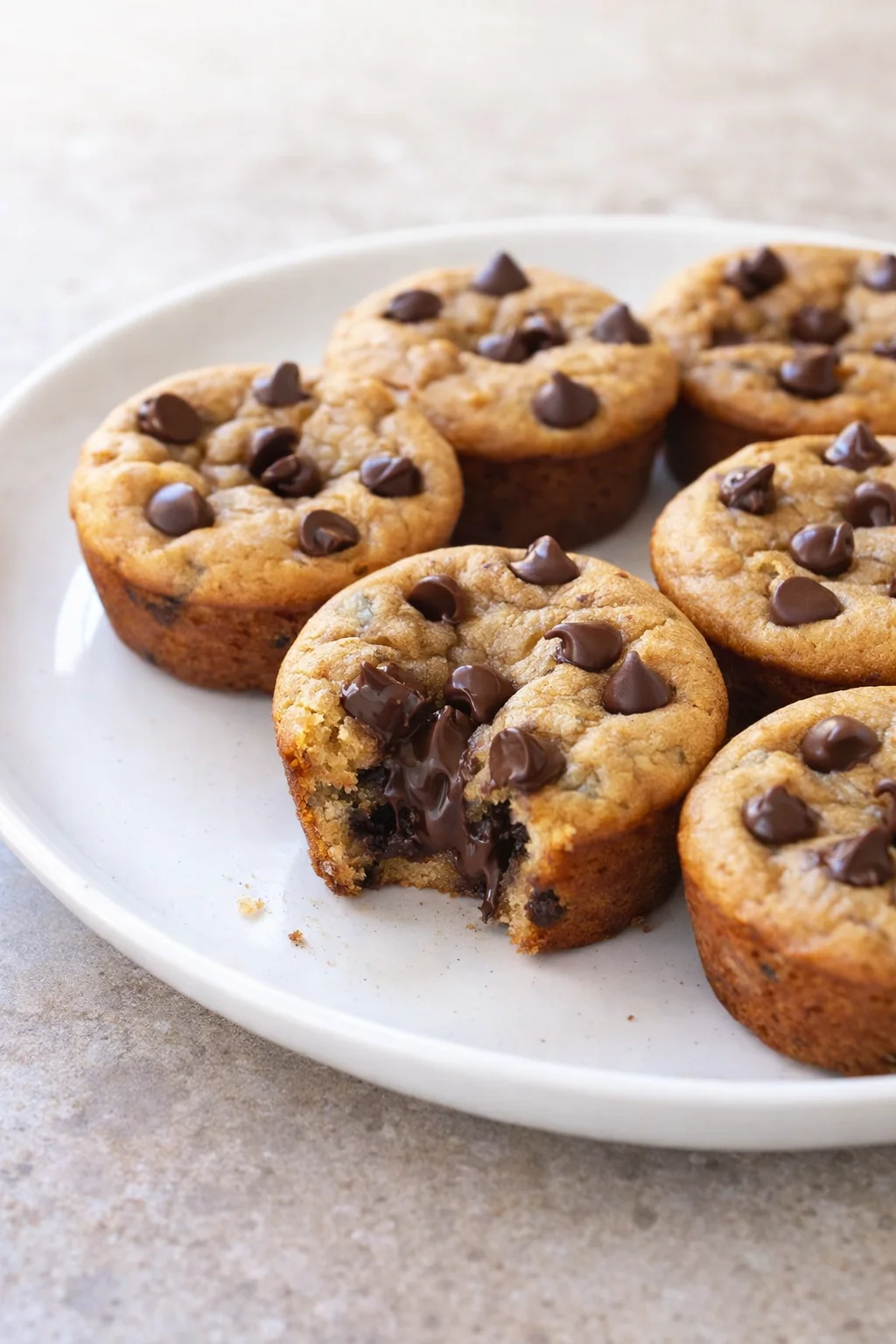 Flourless peanut butter banana muffins fresh out of the oven