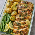 Healthy lemon garlic chicken meal prep bowls with fresh vegetables