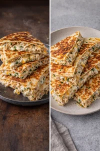 High-protein chicken ranch quesadilla with melted cheese and fresh ingredients