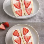 Japanese strawberry sandwich with fresh strawberries and whipped cream