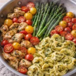 One-Pan Pesto Chicken with Tortellini and Veggies