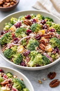 Simple Keto Broccoli Salad with cheese and bacon for a healthy meal