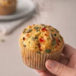 Plate of delicious vegan savory muffins fresh out of the oven