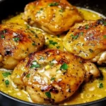 Bobby Flay's juicy chicken thighs recipe served with herbs and spices