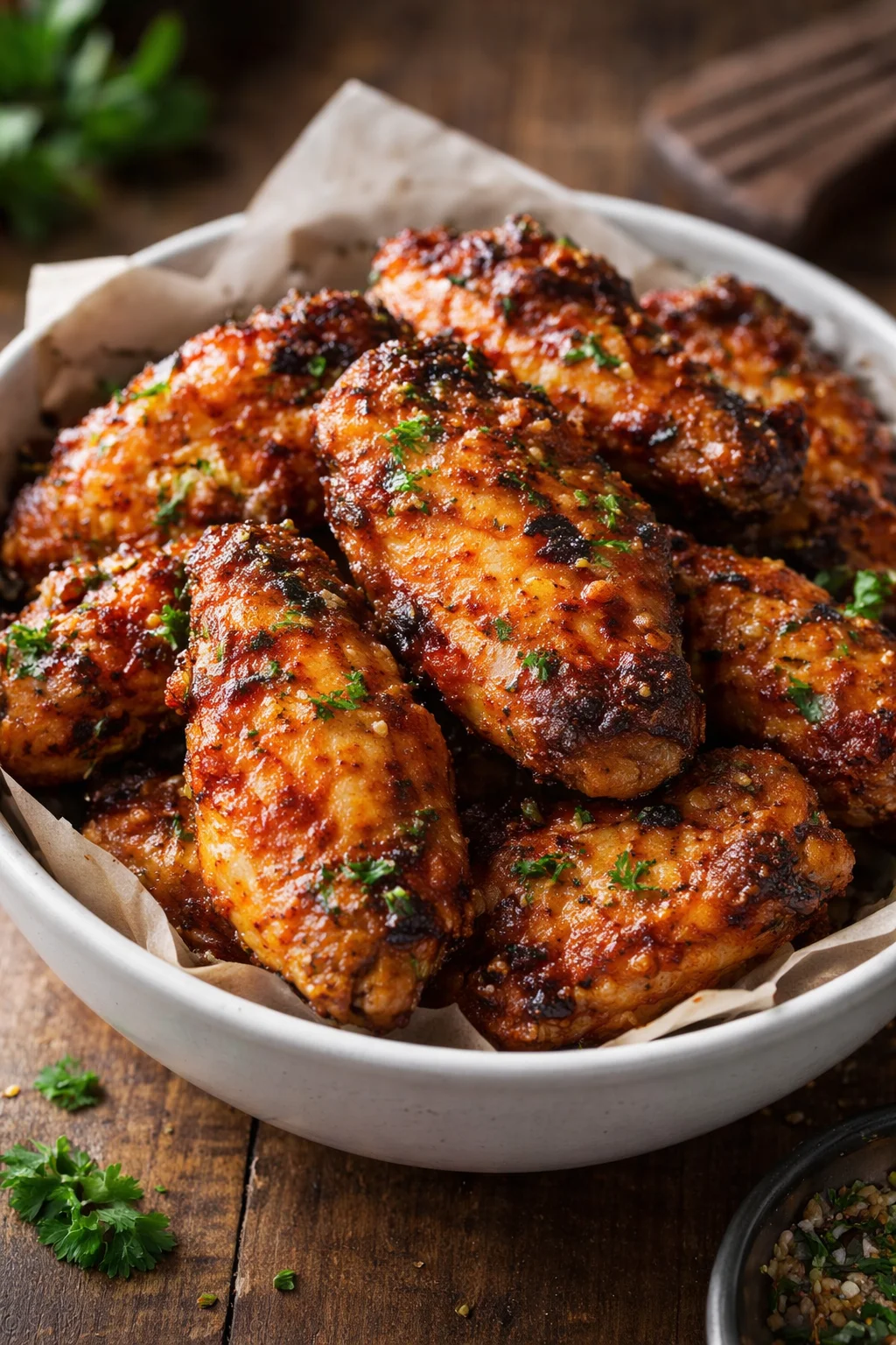 Crispy air fryer chicken wings served with dipping sauce