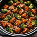 Crockpot Teriyaki Chicken served with vegetables and rice