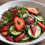 Cucumber Strawberry Salad with fresh cucumbers and ripe strawberries