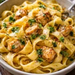 Delicious Garlic Butter Noodles served in a bowl with herbs