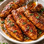 Delicious Honey Garlic Chicken Tenders served with a side of vegetables