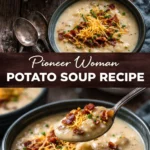 Delicious Pioneer Woman potato soup topped with chives in a bowl