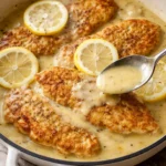 Creamy Chicken French style dish served with herbs and spices