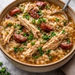 Delicious Lowcountry Chicken Bog served with long grain rice